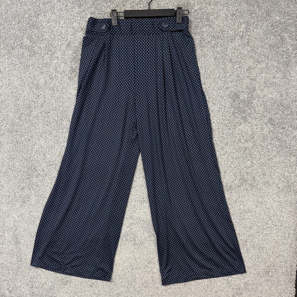 Robert Louis Dress Pants Womens L 30x28 Blue Floral Palazzo Pleated Preppy Boho